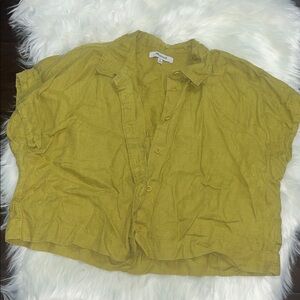 Madewell Mustard Yellow/ light green cropped Blouse